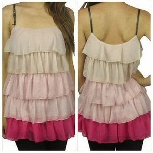 NWT Pink Ombre Ruffle Cami Tunic Size S Cute